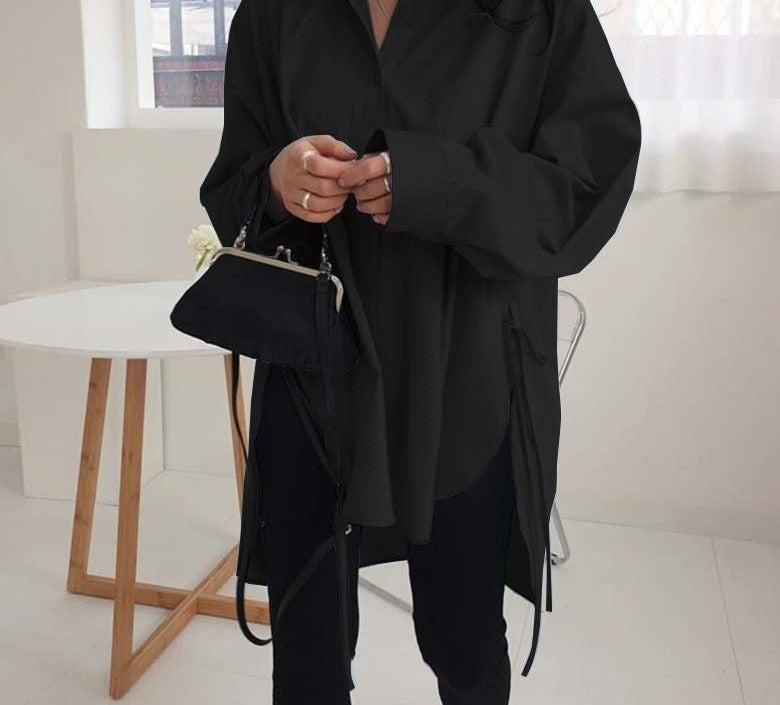 BrookesBlouse | Women's Oversized Blouse for Effortless Elegance-Black-S-State of Style