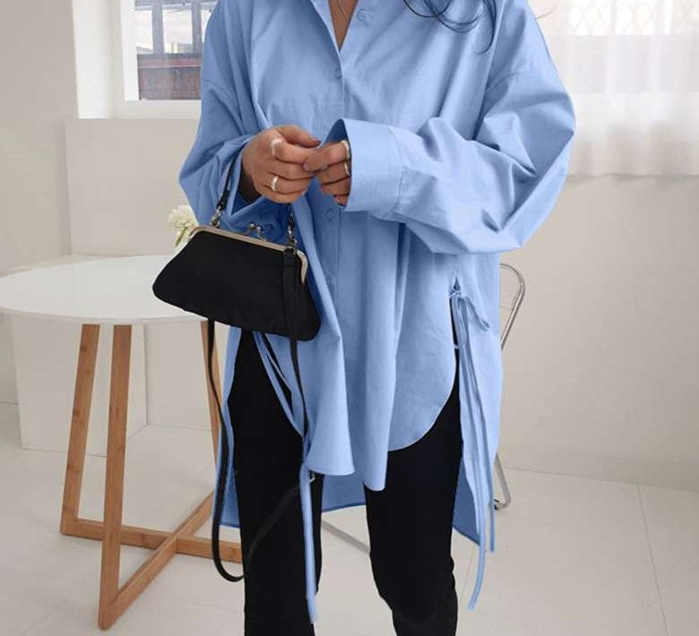 BrookesBlouse | Women's Oversized Blouse for Effortless Elegance-Light Blue-S-State of Style