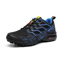 BrookSneaks | Men's Durable Hiking Shoes for Outdoor Adventures-Black & Blue-6.0-State of Style
