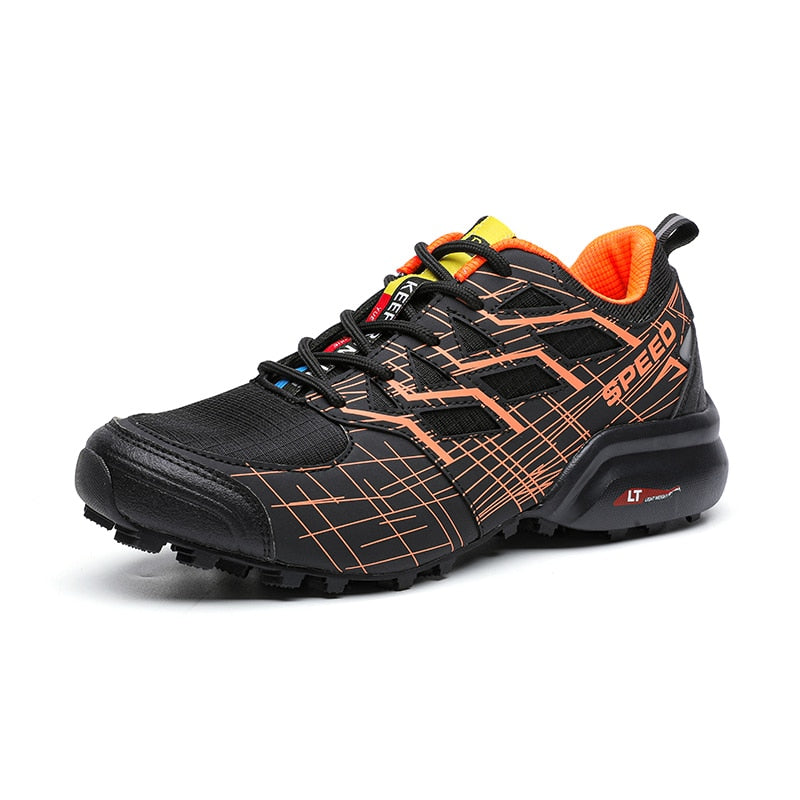 BrookSneaks | Men's Durable Hiking Shoes for Outdoor Adventures-Black & Orange-6.0-State of Style