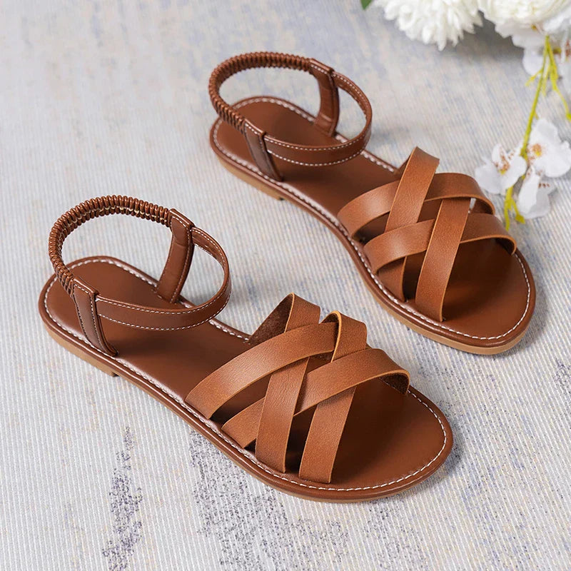 Brown Roman Ladies Summer Sandals with Non-Slip Sole – Yvelle-3-State of Style