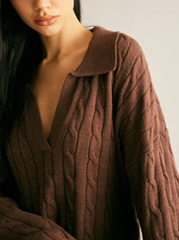 Brown V-Neck Jumper for Women - Sienna-XS-State of Style