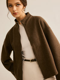 Brown Zipper Jacket for Women - Elena-XS-State of Style