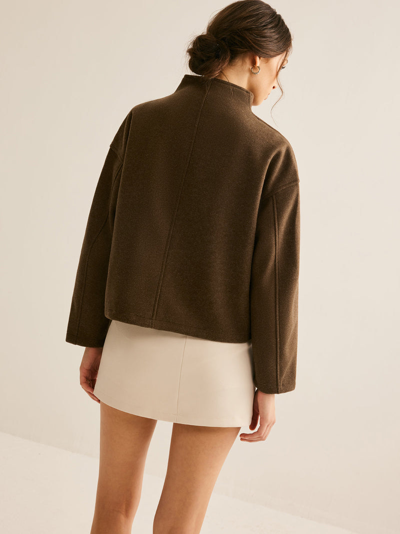 Brown Zipper Jacket for Women - Elena-XS-State of Style