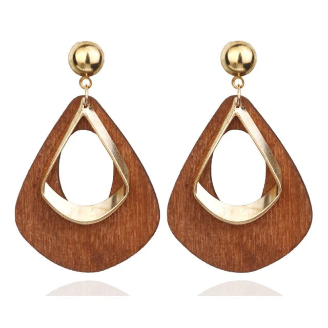 Elegant Wooden Teardrop Earrings | Natural Handmade Jewellery