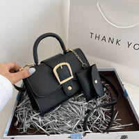 BruceBag | Women's Elegant Buckle Handbag-Black-20x13x7cm-State of Style