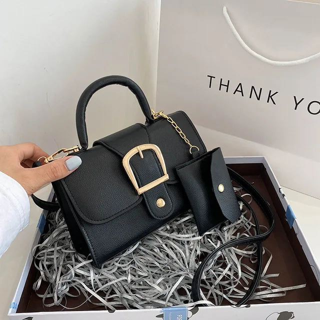 BruceBag | Women's Elegant Buckle Handbag-Black-20x13x7cm-State of Style