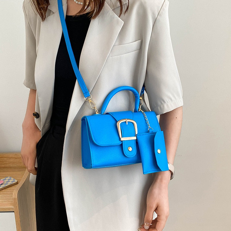 BruceBag | Women's Elegant Buckle Handbag-Blue-20x13x7cm-State of Style