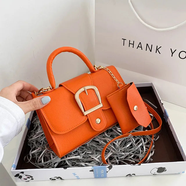 BruceBag | Women's Elegant Buckle Handbag-Orange-20x13x7cm-State of Style