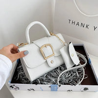 BruceBag | Women's Elegant Buckle Handbag-White-20x13x7cm-State of Style