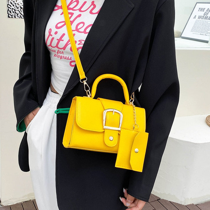BruceBag | Women's Elegant Buckle Handbag-Yellow-20x13x7cm-State of Style