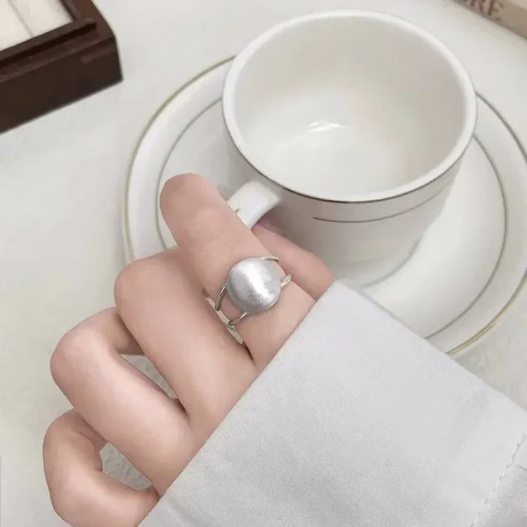 Brushed Silver Half Dome Ring – Lucienne-State of Style