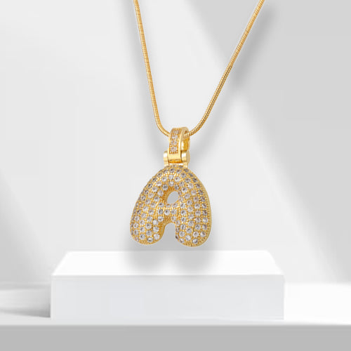 Bubble Letters Necklace with Pendant - LuxeLette-A-State of Style