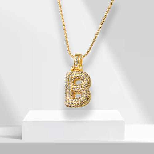 Bubble Letters Necklace with Pendant - LuxeLette-B-State of Style