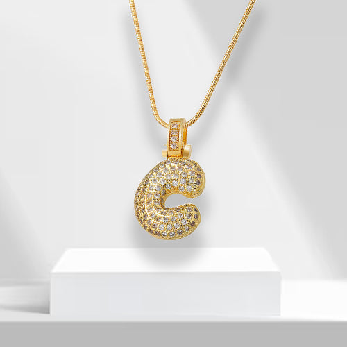 Bubble Letters Necklace with Pendant - LuxeLette-C-State of Style