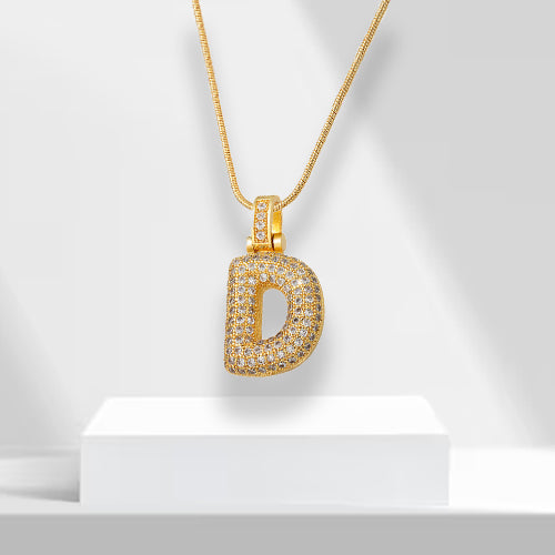 Bubble Letters Necklace with Pendant - LuxeLette-D-State of Style