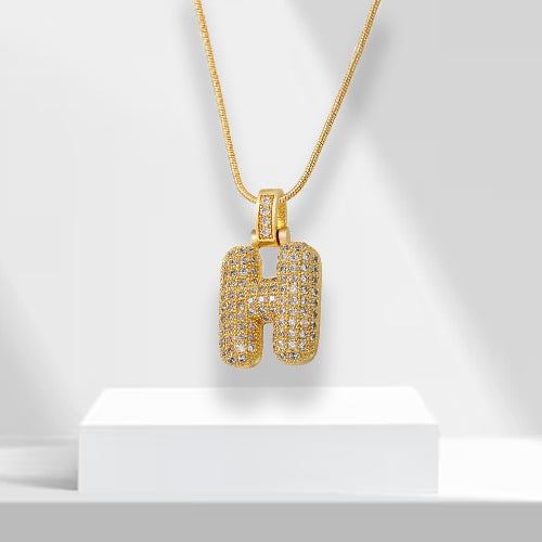 Bubble Letters Necklace with Pendant - LuxeLette-H-State of Style