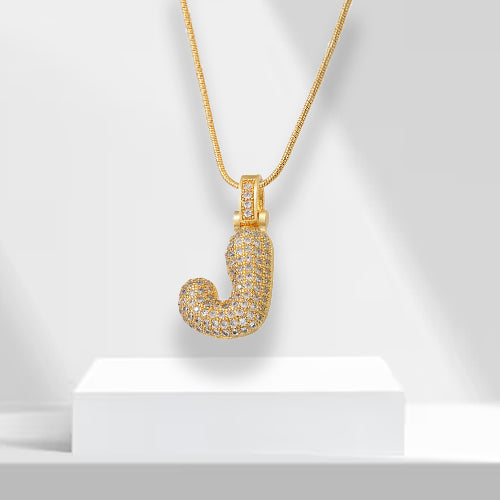 Bubble Letters Necklace with Pendant - LuxeLette-J-State of Style