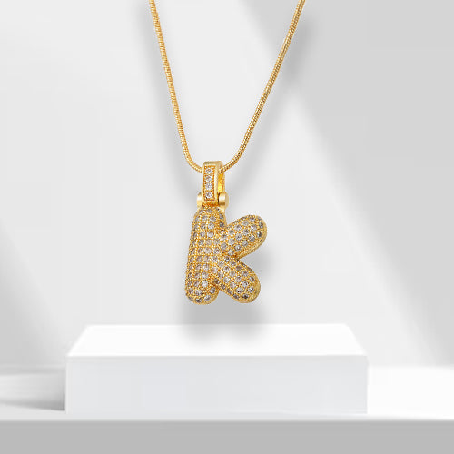 Bubble Letters Necklace with Pendant - LuxeLette-K-State of Style