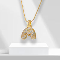 Bubble Letters Necklace with Pendant - LuxeLette-M-State of Style
