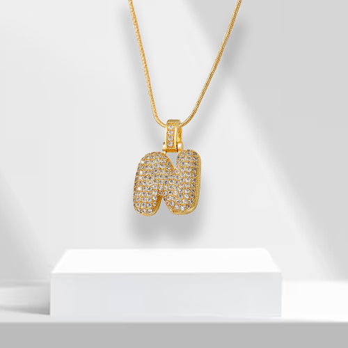Bubble Letters Necklace with Pendant - LuxeLette-N-State of Style