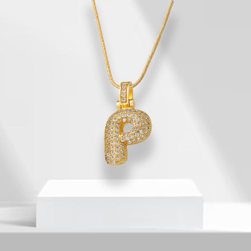 Bubble Letters Necklace with Pendant - LuxeLette-P-State of Style