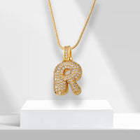Bubble Letters Necklace with Pendant - LuxeLette-R-State of Style