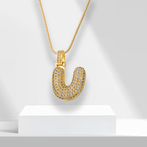 Bubble Letters Necklace with Pendant - LuxeLette-U-State of Style