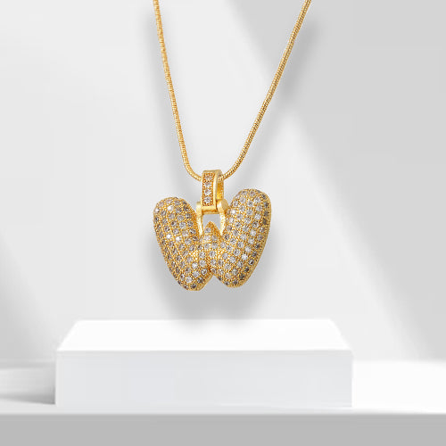 Bubble Letters Necklace with Pendant - LuxeLette-W-State of Style