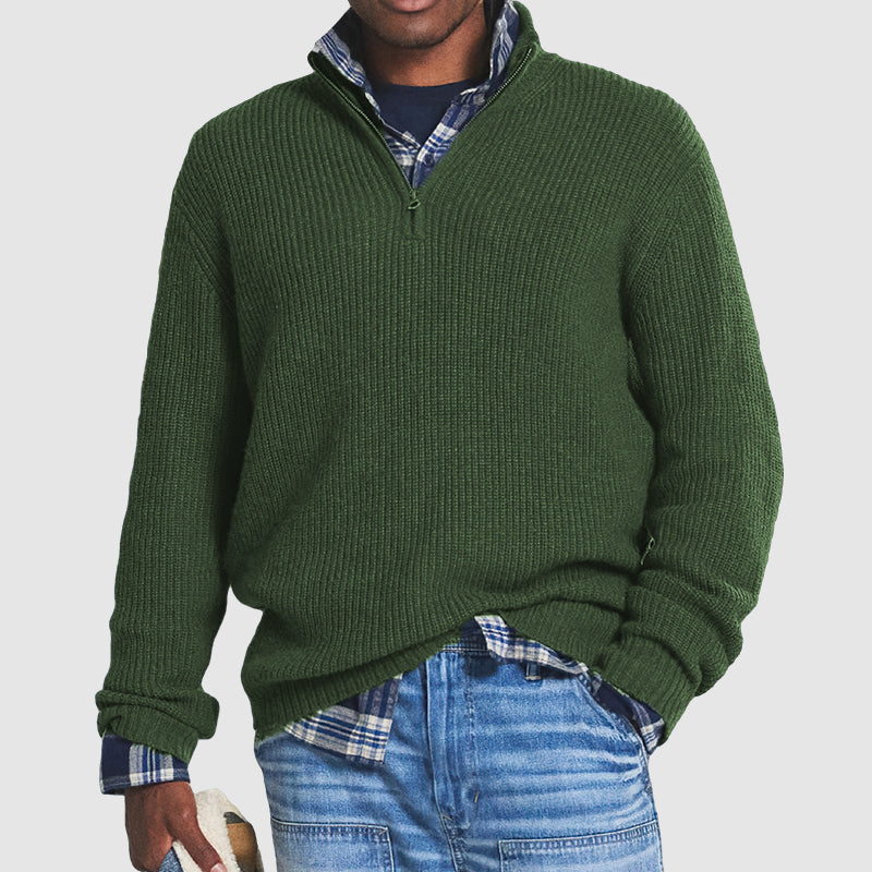 Business-Casual Men's Sweater with Zip - Vincent-Red-S-State of Style