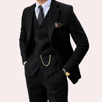 Business Stylish Three-Piece Suit for Men - Dorian-Black-S-State of Style