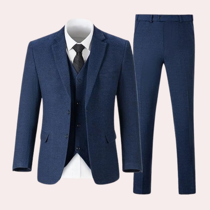 Business Stylish Three-Piece Suit for Men - Dorian-Blue-S-State of Style
