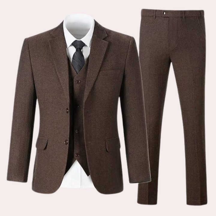Business Stylish Three-Piece Suit for Men - Dorian-Brown-S-State of Style