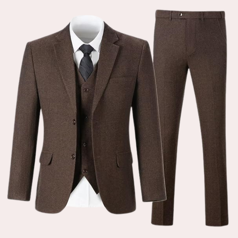 Business Stylish Three-Piece Suit for Men - Dorian-Brown-S-State of Style