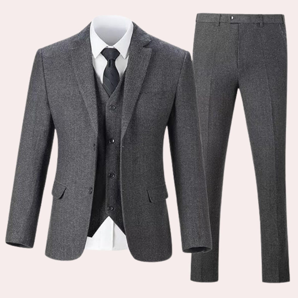 Business Stylish Three-Piece Suit for Men - Dorian-Dark gray-S-State of Style
