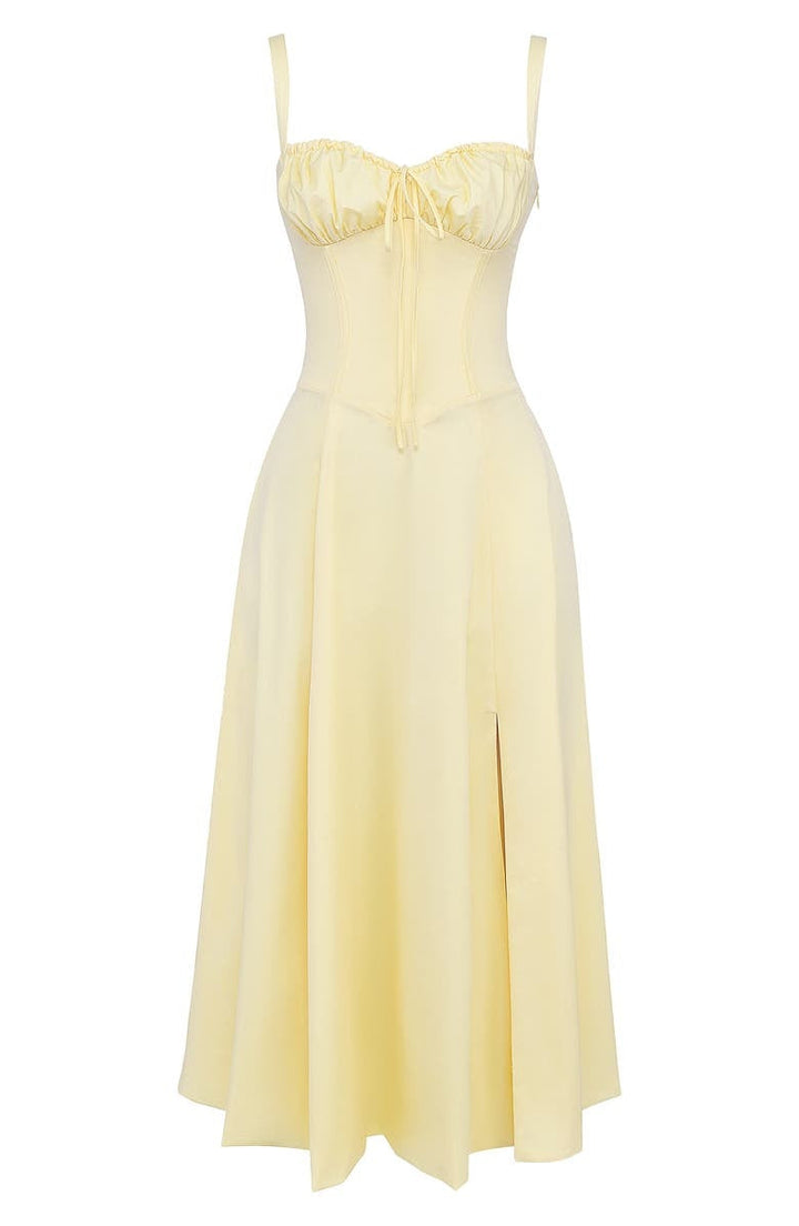 Bustier Summer Dress with Waist Shaper - Isabella-Knee length - 1 layer-Yellow-XS-State of Style