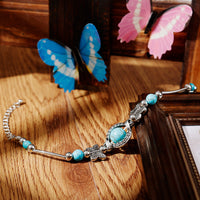 BUTTERFLY AND TURQUOISE BEAD BRACELET-State of Style