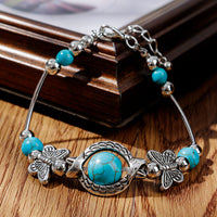 BUTTERFLY AND TURQUOISE BEAD BRACELET-State of Style