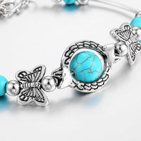 BUTTERFLY AND TURQUOISE BEAD BRACELET-State of Style