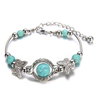BUTTERFLY AND TURQUOISE BEAD BRACELET-State of Style