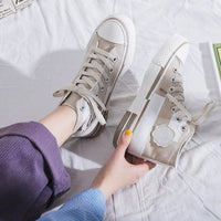 Butterfly Boost Sneakers – High-Top Canvas Shoes with Butterfly Patches-Milk Tea-5.0 (23.5cm)-State of Style