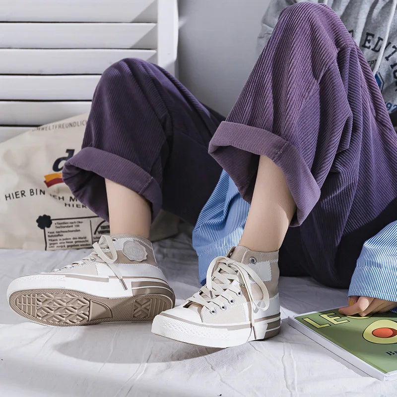 Butterfly Boost Sneakers – High-Top Canvas Shoes with Butterfly Patches-Pink-Purple-5.0 (23.5cm)-State of Style