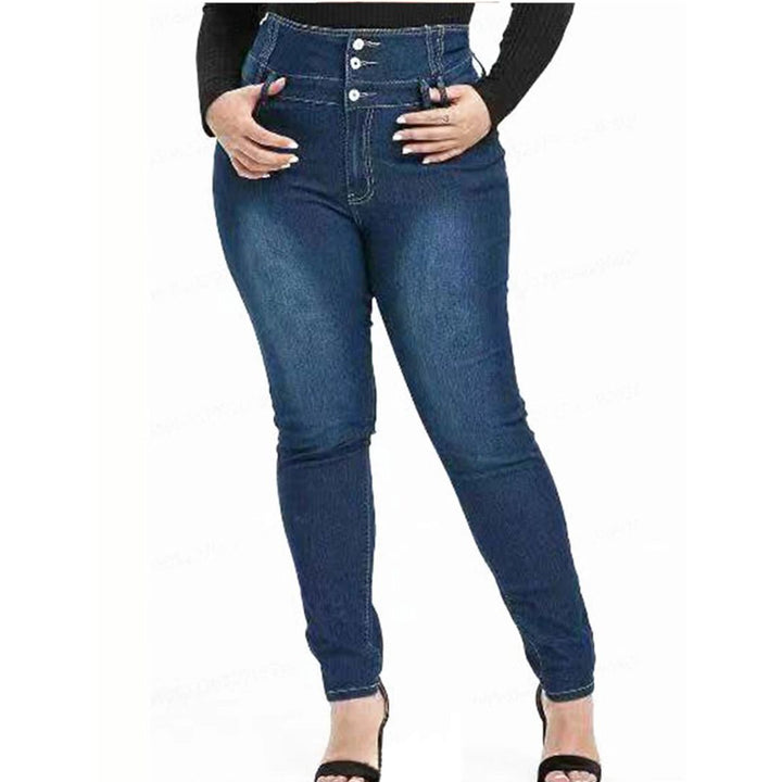 Button-Up Skinny Jeans in Plus Size-Black-L-State of Style