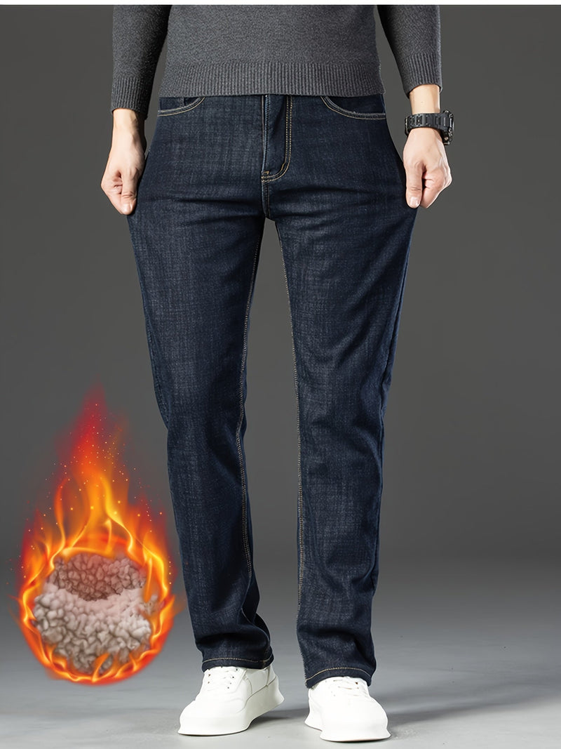 Warm Men's Winter Jeans with Fleece Lining - Grayson