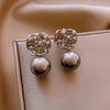 Grey/Taupe Luxe Crystal Pearl Earrings - Eloria