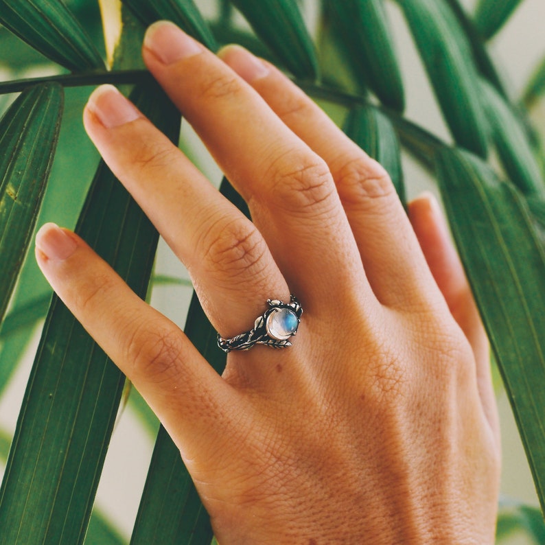 Stylish Moonstone Statement Ring - Iris