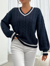Cable Knit Sweater with Delicate Details - Aurora-Blue-S-State of Style