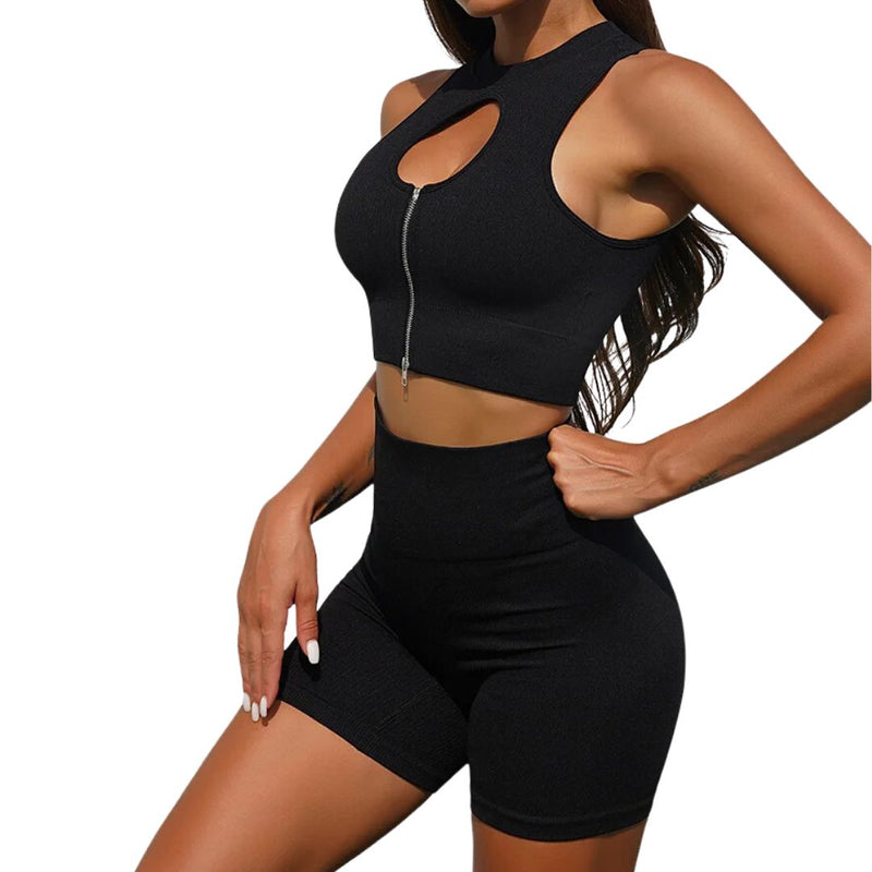 Caitlyn Fitness Outfit Set-Black-Shorts-S-State of Style