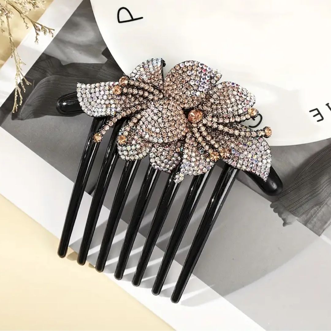 Calista Traditional Hair Accessory – Handmade Rhinestone Bridal Hairpiece-Khaki-State of Style