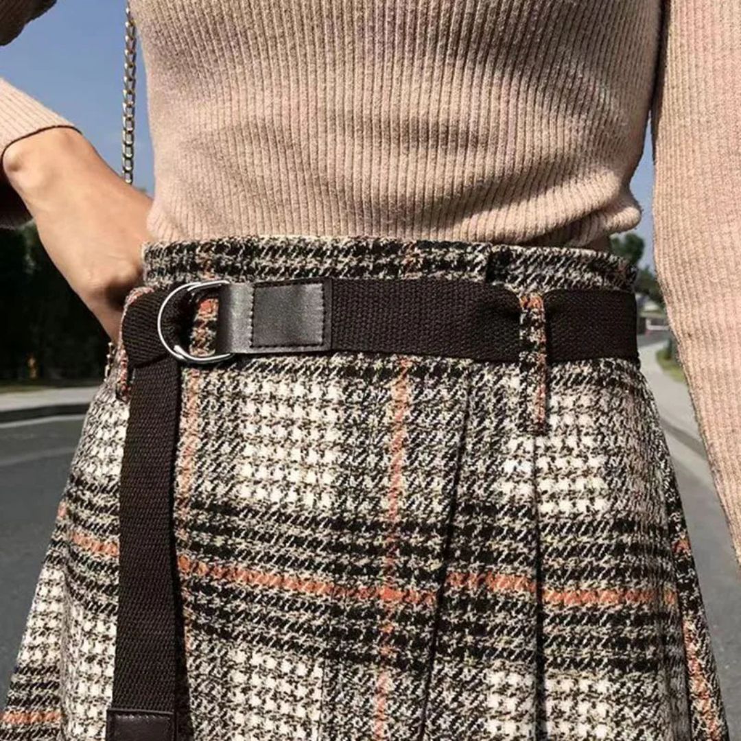 Camilla Traditional Skirt – Elegant A-Line Checkered Maxi Skirt-Grey-L-State of Style